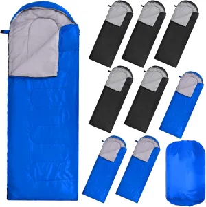 10 Pcs 0 Degree Camping Sleeping Bags Bulk for Adults Cold Weather Sleeping Bags 4 Season Warm Waterproof Lightweight with Compression Sack for Backpacking Hiking Travel Homeless