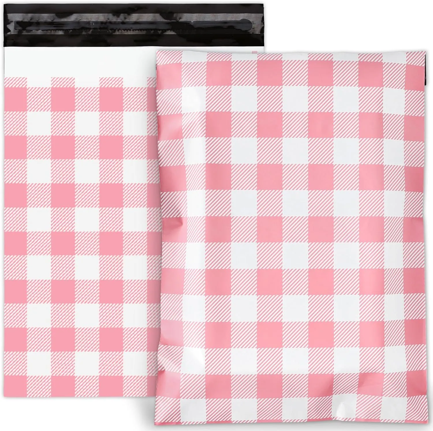 100Pcs 10 x 13in Easter Poly Mailers Pink and White Buffalo Paid Packing Bags with Self-Sealing Gift Wrap Envelope for Small Business Boutique Clothing