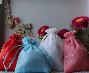 10x14 CM | Cotton Potli Bags | Pack of 50 | Candy Bag | Drawstring Bags