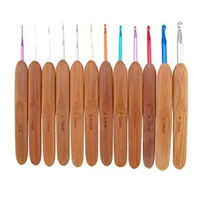 12pc Steel Bamboo Crochet Hook Sets