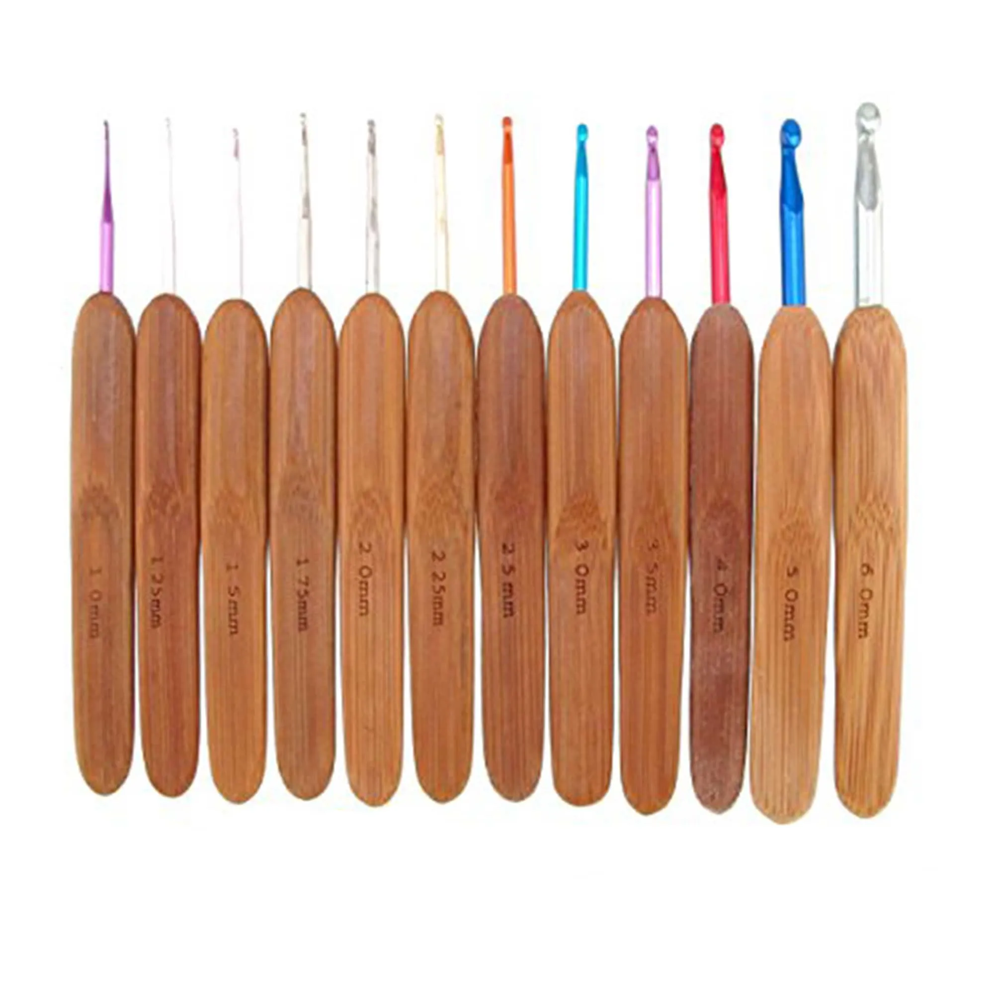 12pc Steel Bamboo Crochet Hook Sets