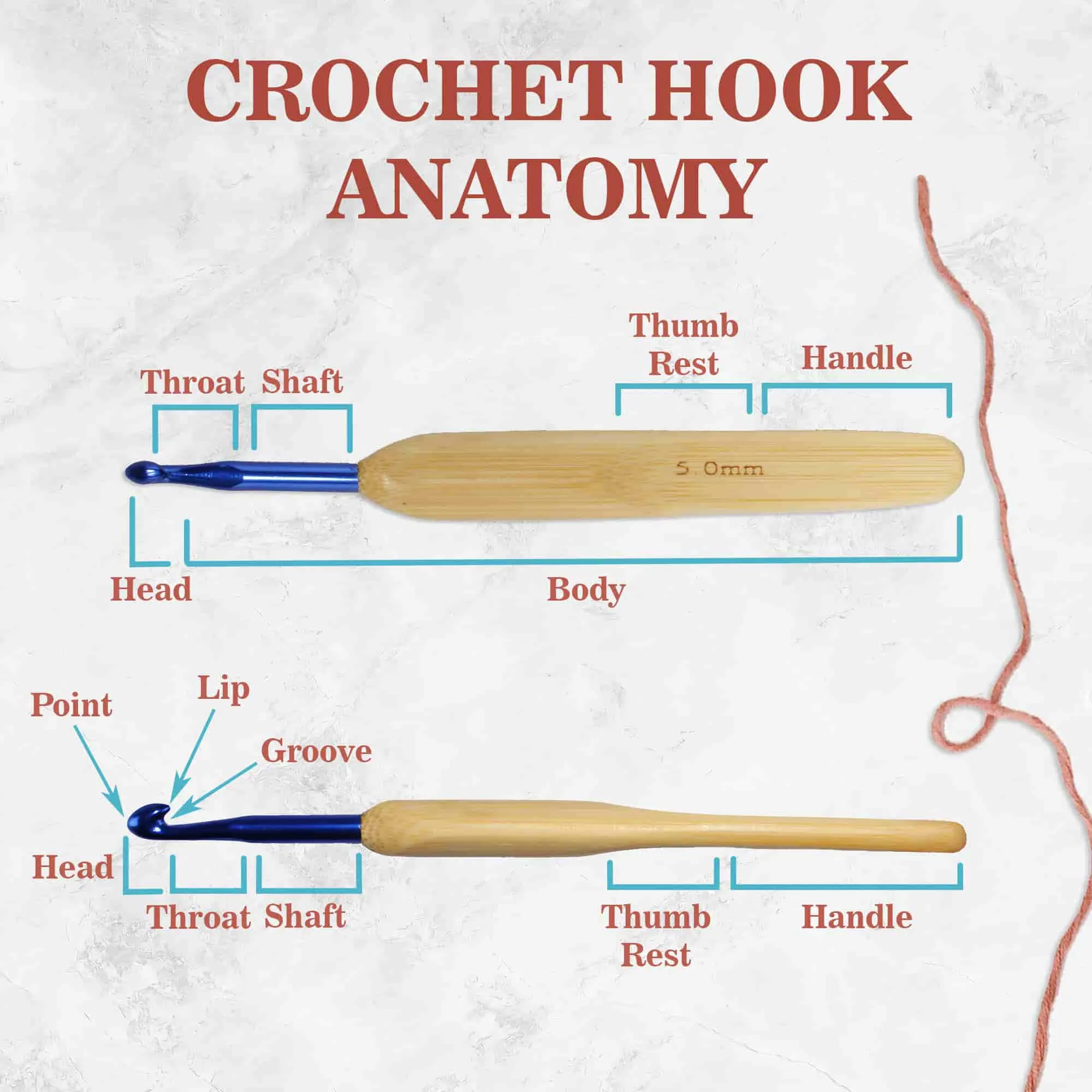12pc Steel Bamboo Crochet Hook Sets
