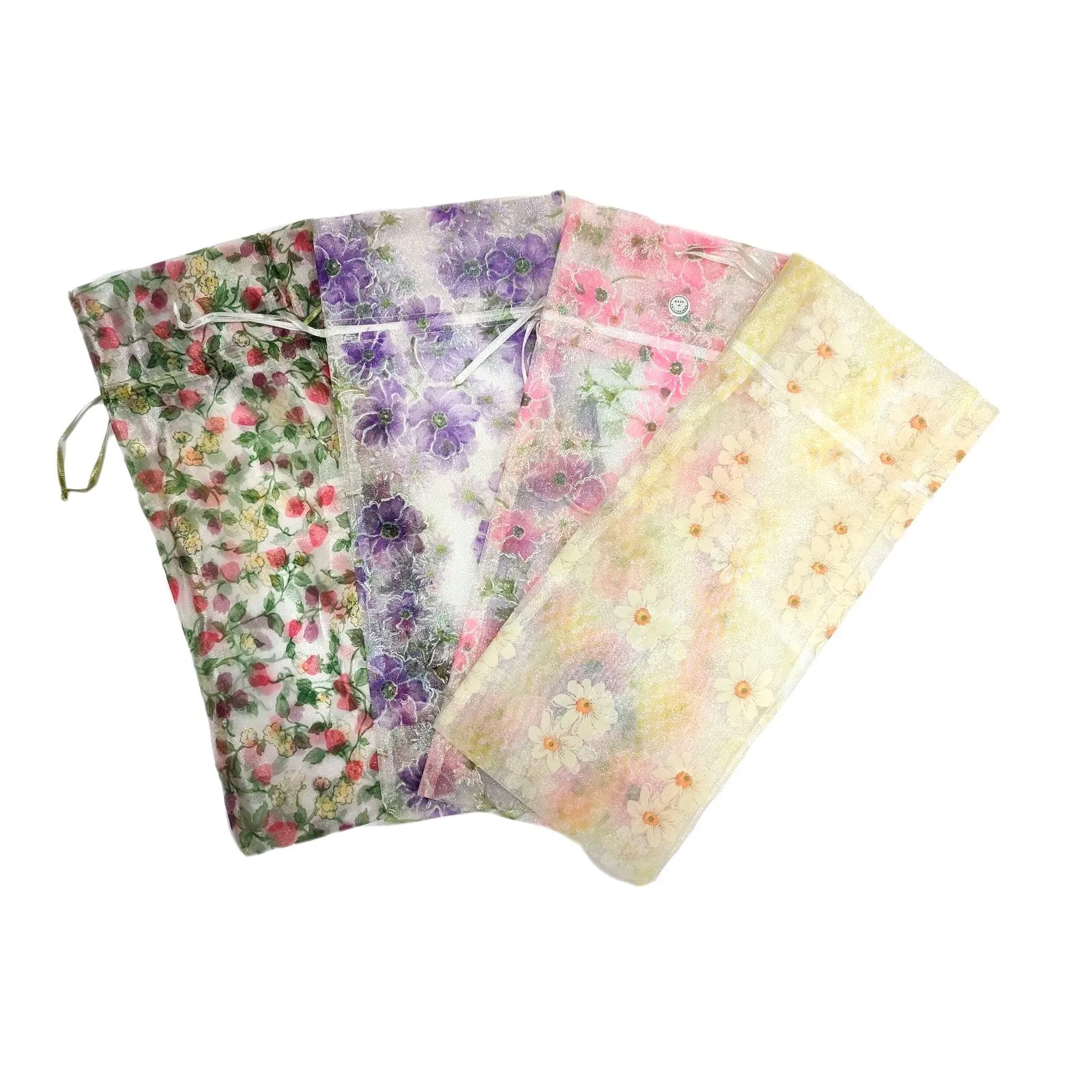 12pcs Floral Ribbon Organza Gift Bags