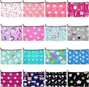 16 Pcs Teeth Makeup Bag Travel Cute Cosmetic Bag Dental Hygienist Gifts Dental Assistant Accessories Waterproof Cosmetic Pouch Multifunctional Toiletry Bag Accessories Organizer with Zipper for Women