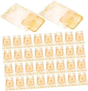 1Set Egg Yolk Puff Packaging Bag with Decorative Moon Cake Tray Dessert Carrying Bags for Baked Goods Text Bags Trays for Home and Bakery Use