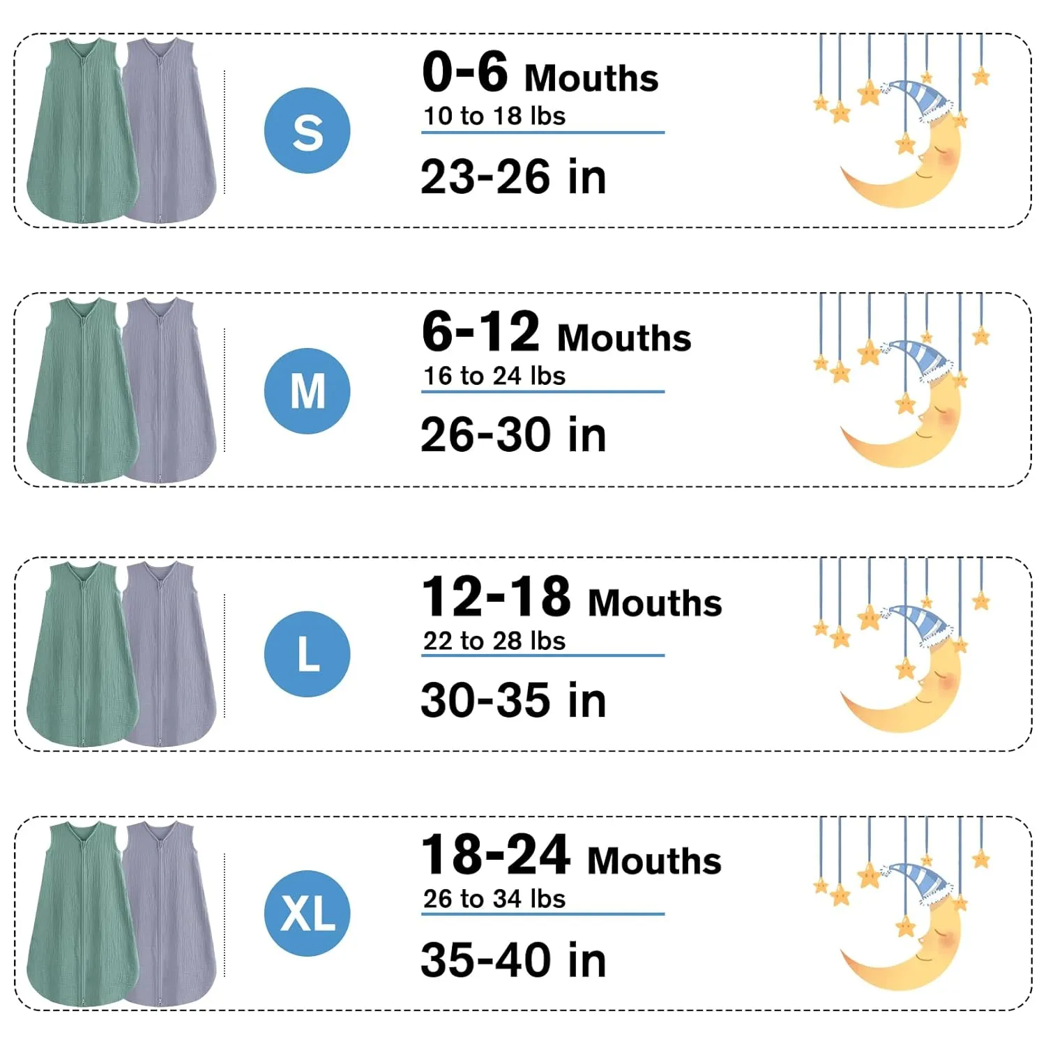 2 Pack Baby Sleep Sack 0-24 Months Baby Sleeping Bag 2-Way Zipper Toddler Wearable Blankets (Gray&Green TOG 0.3, Medium)