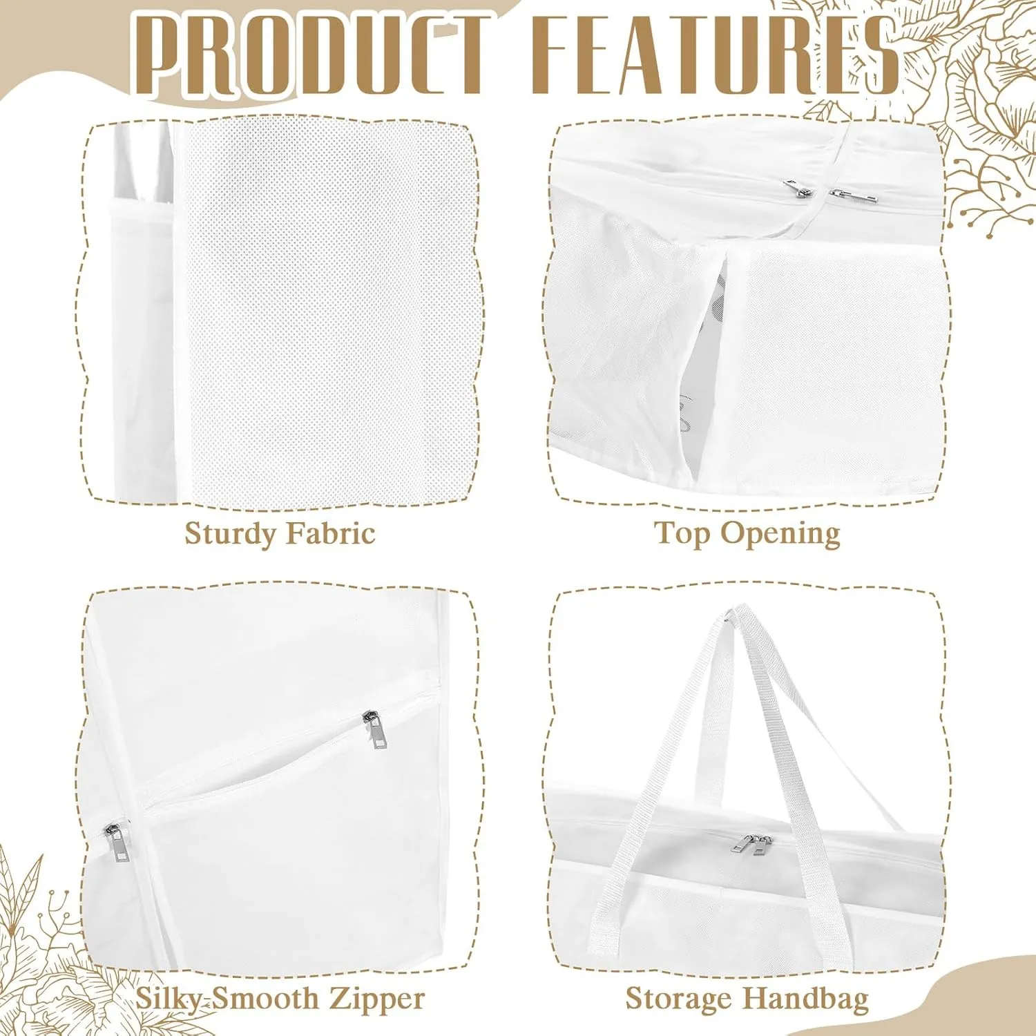 2 Pcs 70" Wedding Dress Garment Bag and 8" Gusseted Tote Bag Set for Wedding Garment Storage and Travel Prom