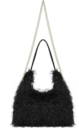 2024 Winter Women Bag Cute Tote Bags Y2k Purse Women's Shoulder Handbags Faux Fur Tote Bag Fluffy Satchel Handbags
