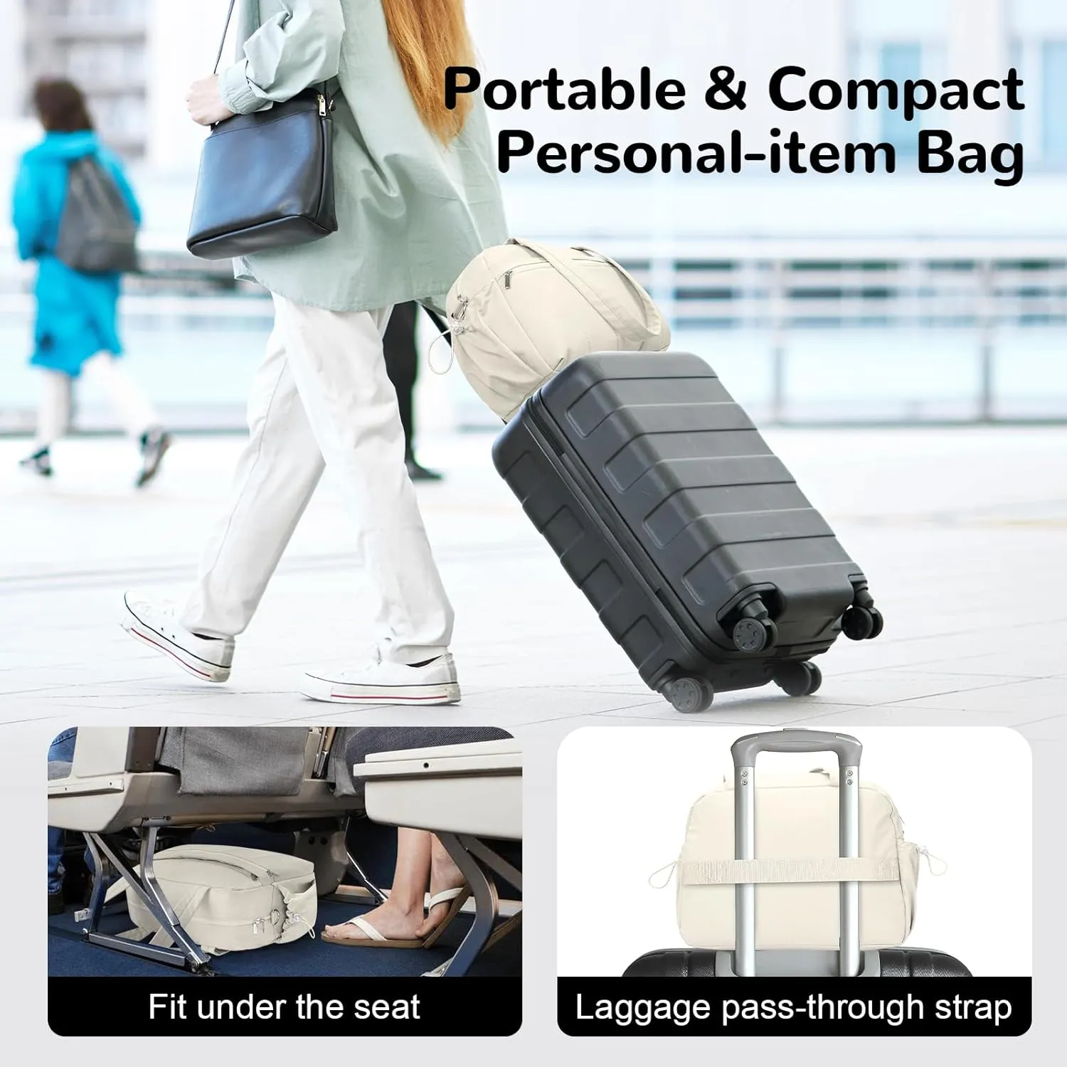 20L Puffer Gym Bag for Women Girls, Small Travel Duffle Bag with Wet Pocket, Quilted Carry On Weekender Bags, White