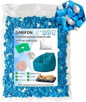 2lbs Bean Bag Filler, Pillow Bean Bag Stuffing, Bean Bag Filling, Shredded Memory Foam Filling, Punching Bag Filler, Foam Refill for Stuffed Animal Stuffing, Added Gel Particles(Fits Small Products)