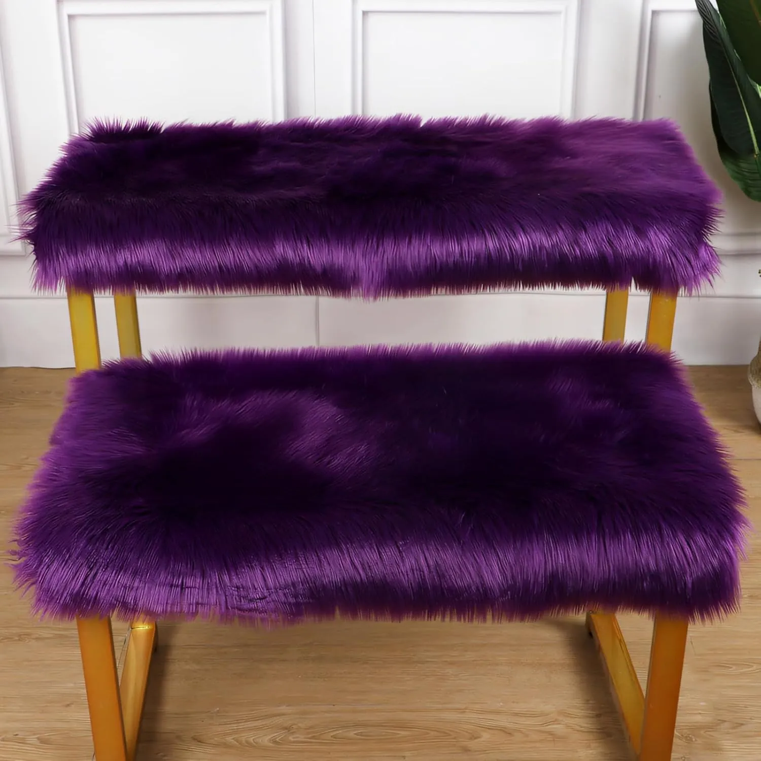 2Pcs 24×35 Inch Area Rugs Purple Soft Faux Wool Rectangle 2×3 Ft Area Carpets Fluffy Faux Sheepskin Rug Purple Background for Product Display Jewelry Watches Bags Desktop Photography Nail Art Desk Mat