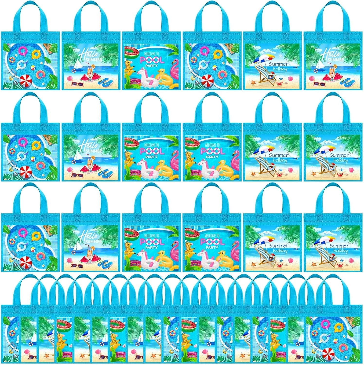 36 Pcs Pool Summer Party Gift Bags Hawaii Beach Goodie Treat Bags Luau Non Woven Candy Bags for Tropical Aloha Birthday