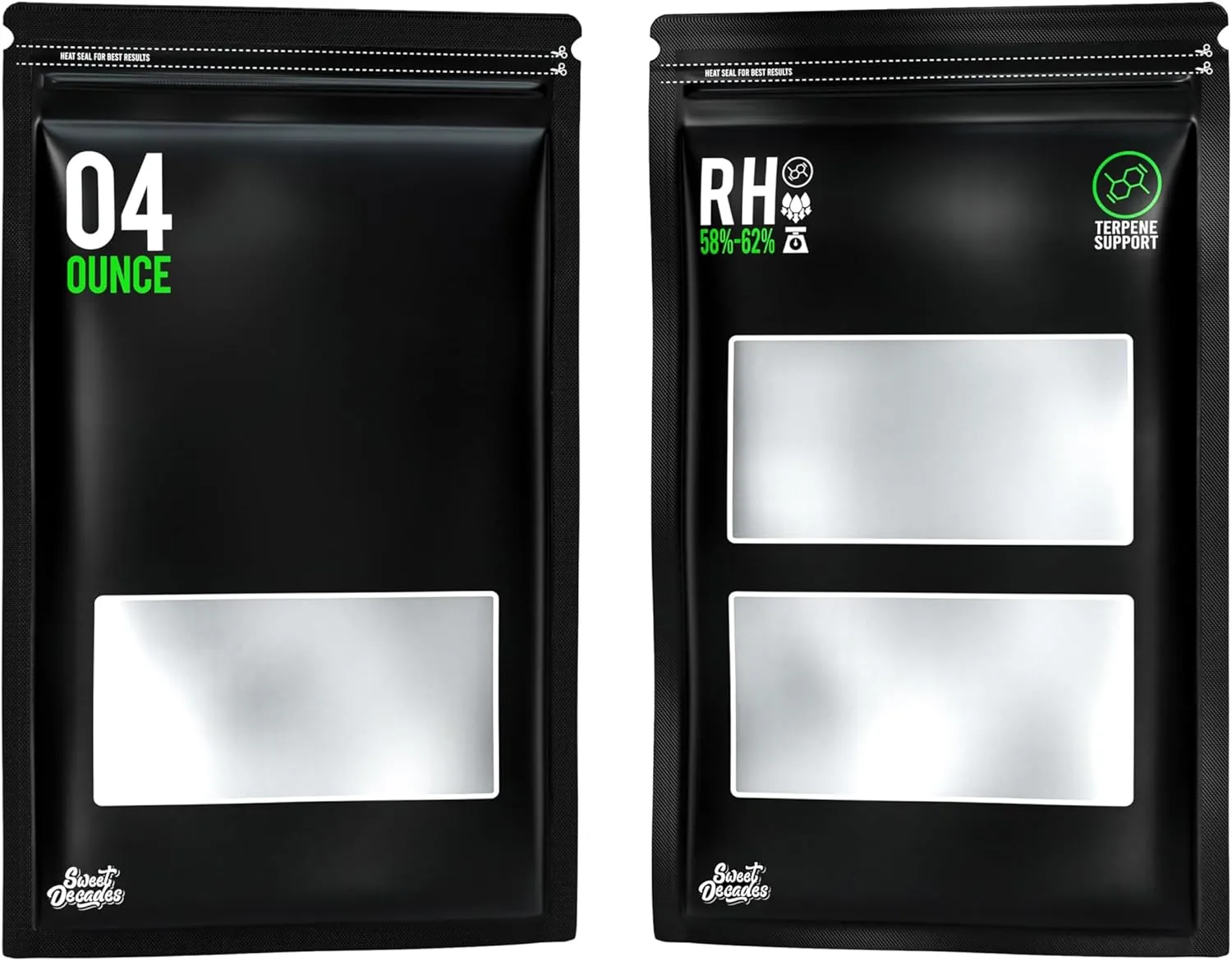 4 Ounce Bags - 25 Pack Lock & Seal Storage Curing Bags 58%-62% RH Humidity 2-Way Control Heat Sealable 8.1" x 12" x 3.78" Inch (4oz, 1/4LB)