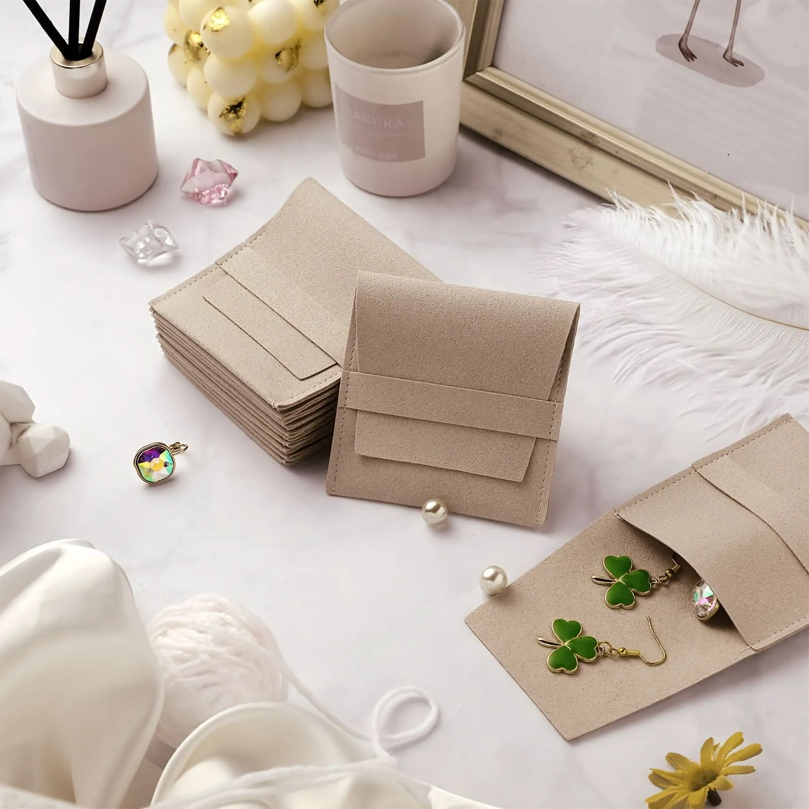 40pcs Luxury Microfiber Jewelry Gift Bags – Soft Drawstring Pouches