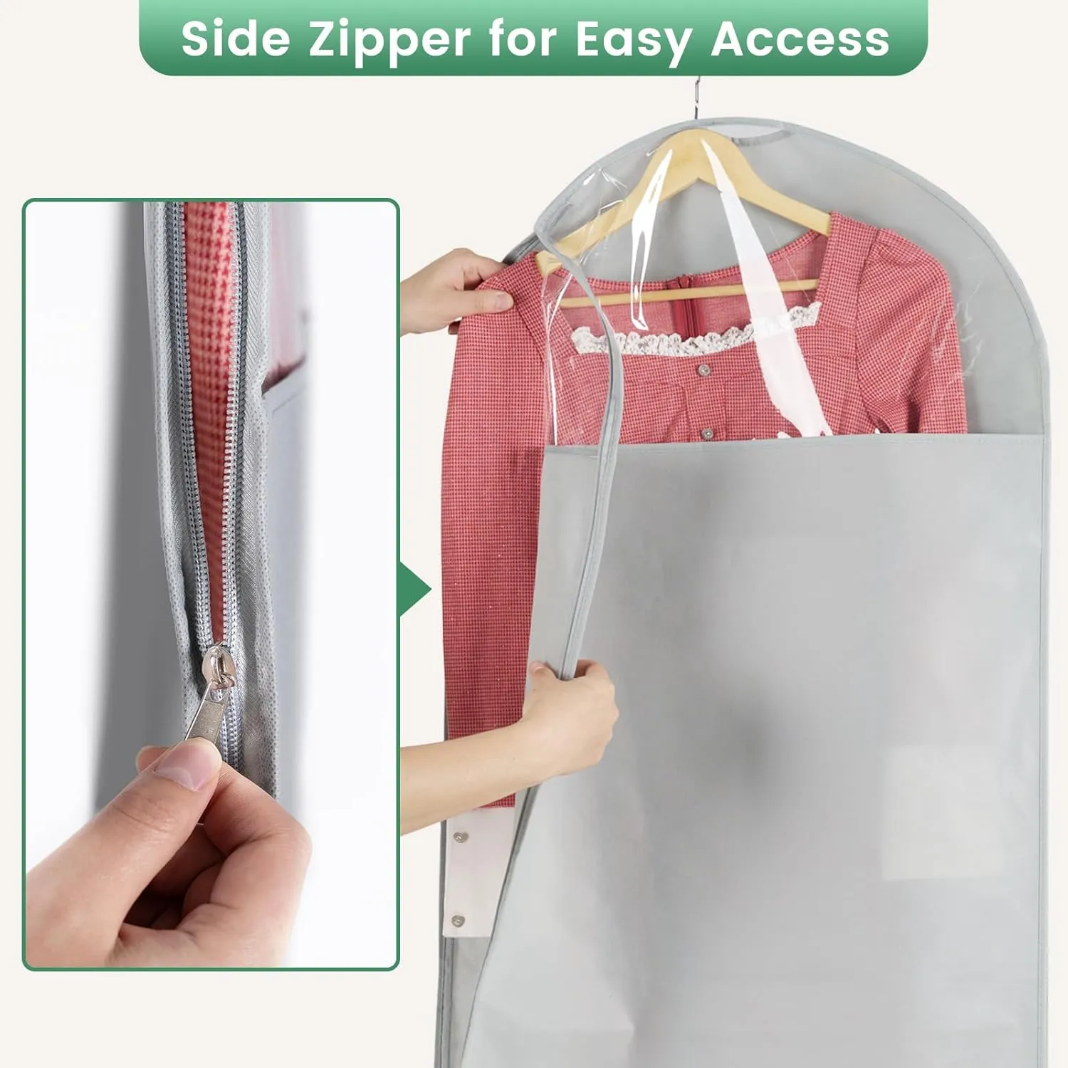 66 Inch Garment Bags for Hanging Clothes - Long Dress Bags for Gowms Closet Wardrobe Storage Travel - 2 Pack
