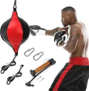 8 Pack Double End Bag, Unisex PU Leather Speed Punching Bag, Boxing Reflex Bag Set for Adult Men Women, Home Training Gym Exercise Equipment, Installation Hooks & Air Pump