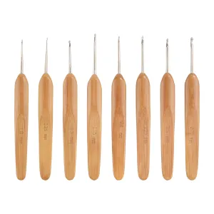8pc Steel Bamboo Crochet Hook Set