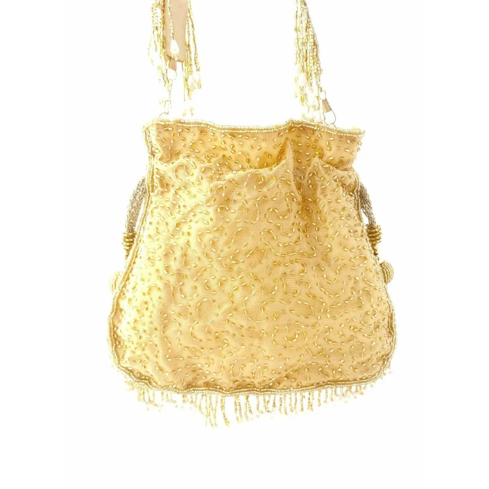A Clutch Story Gold Fringe Glam Potli