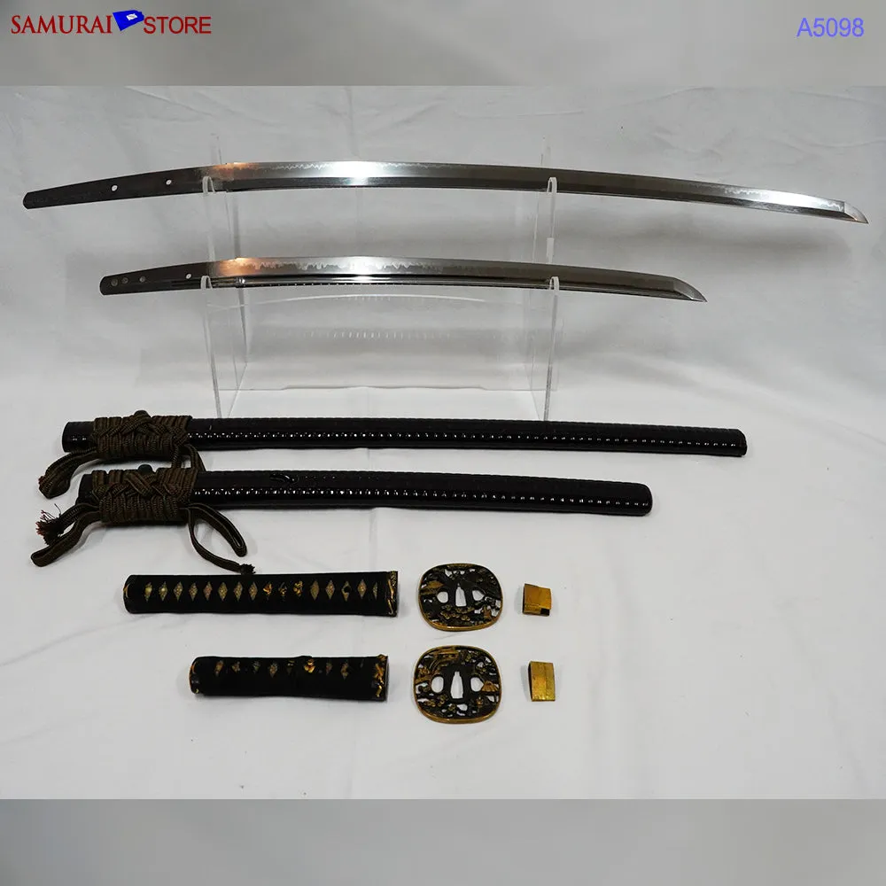 A5098 Pair of antique Daisho Katana & Wakizashi w/ Great Mountings w/ NBTHK 3 certificates