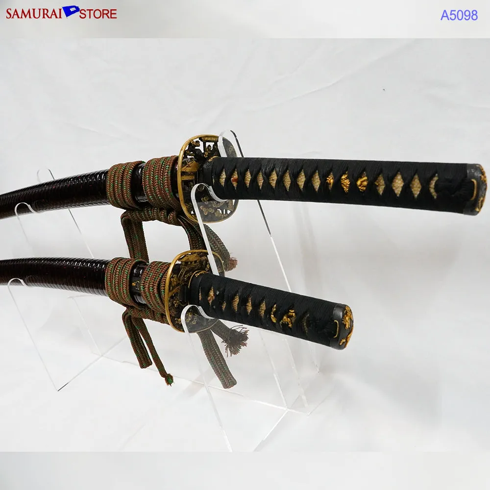 A5098 Pair of antique Daisho Katana & Wakizashi w/ Great Mountings w/ NBTHK 3 certificates