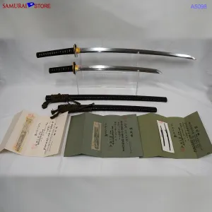 A5098 Pair of antique Daisho Katana & Wakizashi w/ Great Mountings w/ NBTHK 3 certificates