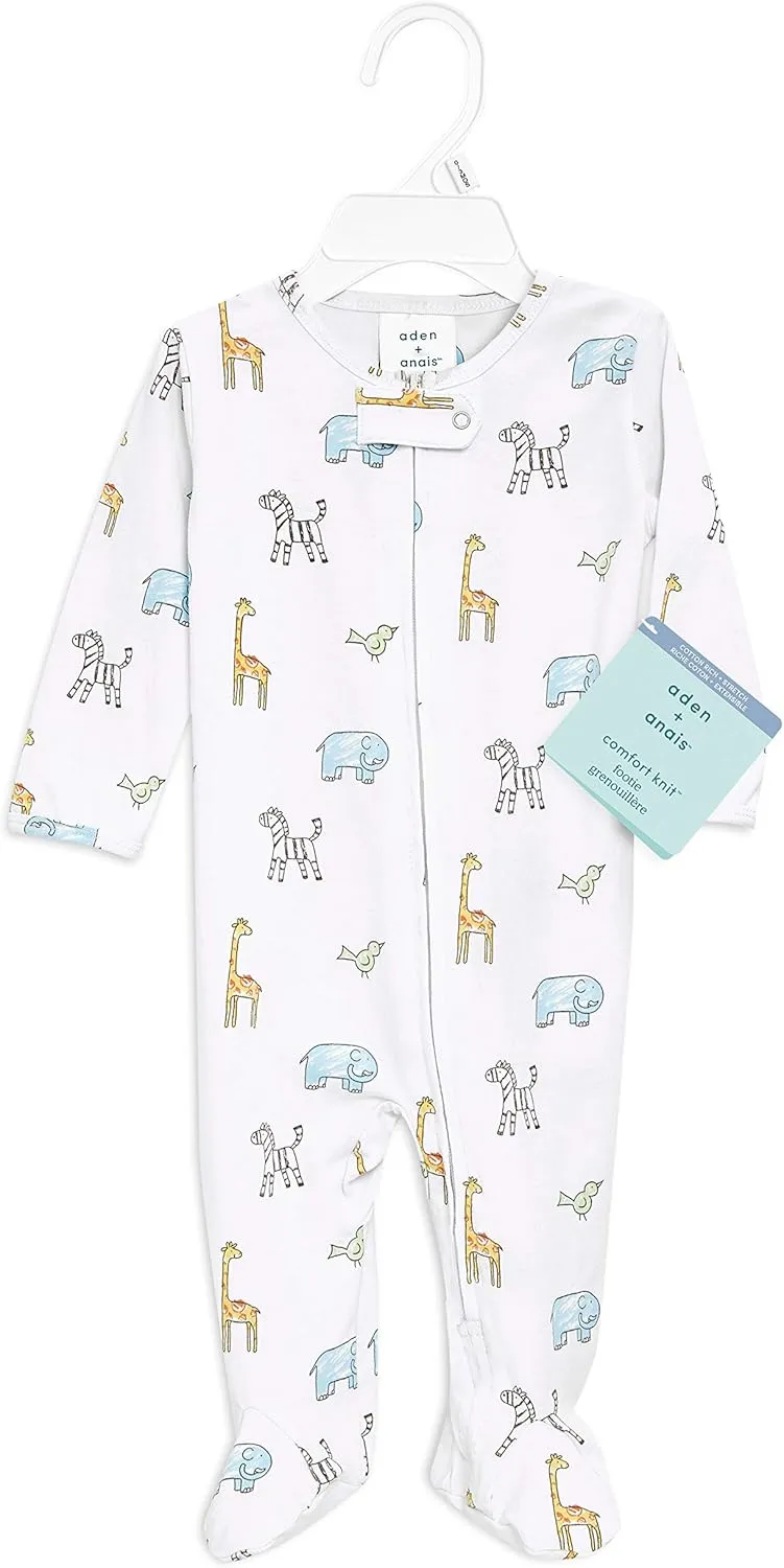 aden   anais Comfort Knit Footie One Piece – Onesie Footie Pajamas for Babies