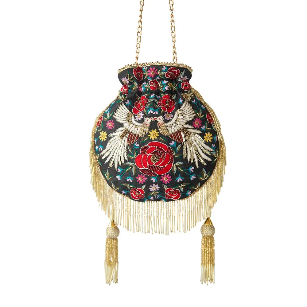 Adora By Ankita Black Phoenix Flapper Bag