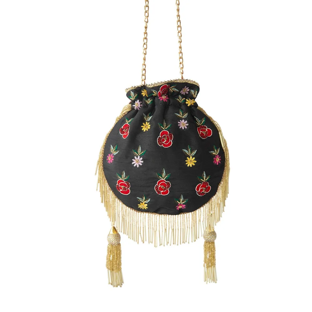 Adora By Ankita Black Phoenix Flapper Bag
