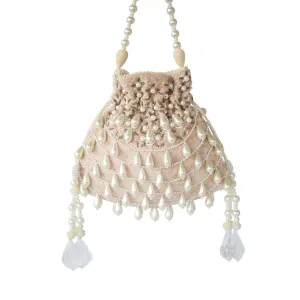 Adora By Ankita Peach Velvet Tear Drop Bag