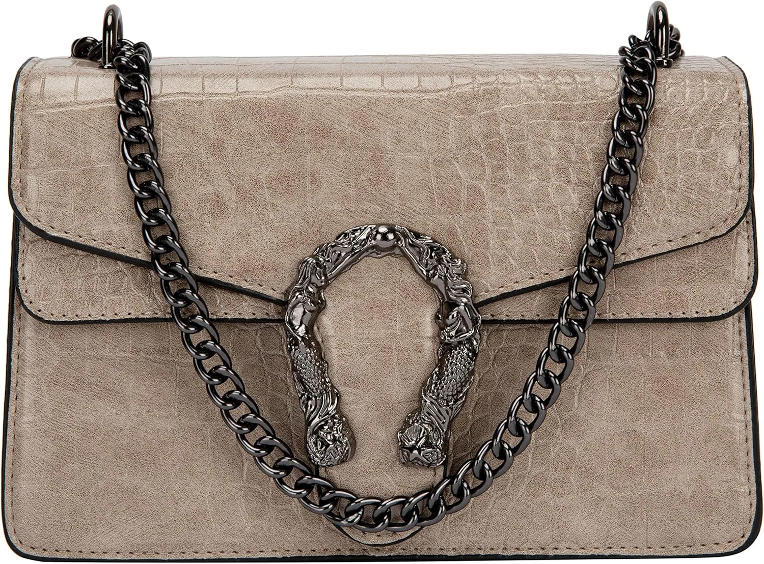 Aiqudou Crossbody Bag and Satchel Purse for Women - Fashion Snake Print Chain Purse Luxury PU Leather HandBag