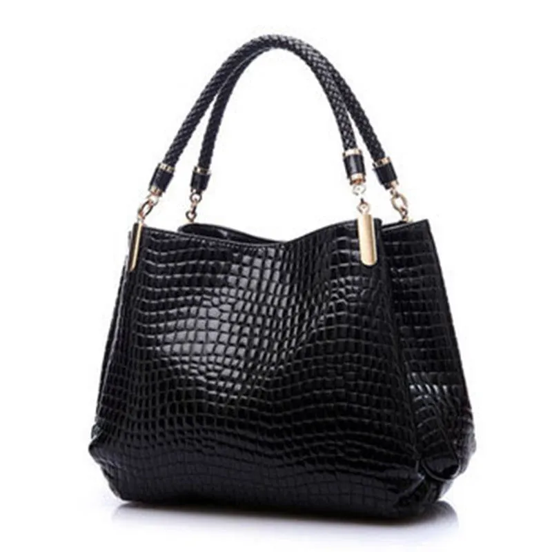Alligator Leather Women Handbag Fashion Famous Brands Shoulder Bag Black Bag Ladies