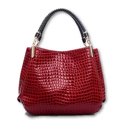 Alligator Leather Women Handbag Fashion Famous Brands Shoulder Bag Black Bag Ladies