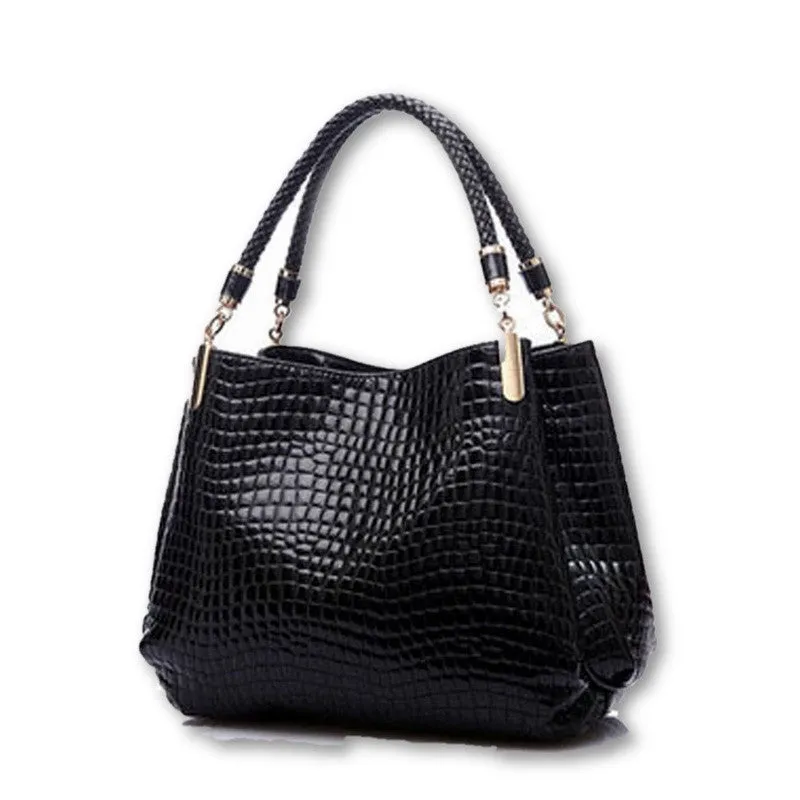 Alligator Leather Women Handbag Fashion Famous Brands Shoulder Bag Black Bag Ladies
