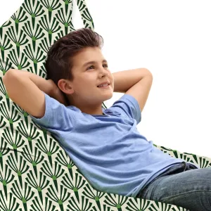 Ambesonne Art Lounger Chair Bag, Art Deco Inspired Abstract Botanical Ornaments Repetitive Print, High Capacity Storage with Handle Container, Lounger Size, Fern Green Hunter Green