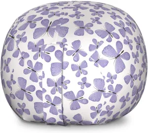 Ambesonne Butterfly Storage Toy Bag Chair, Continuous Pattern of Monotone Abstract Winged Delicate Insect, Stuffed Animal Organizer Washable Bag, Large Size, Blue Grey