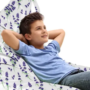 Ambesonne Flower Lounger Chair Bag, Watercolor Lavender Flowering Fragrant Pale Plant Essential Oil Extract Temperate, High Capacity Storage with Handle Container, Lounger Size, Violet Green
