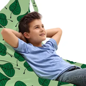 Ambesonne Leaves Lounger Chair Bag, Foliage Pattern Doodle Style Illustration Composition of Nature, High Capacity Storage with Handle Container, Lounger Size, Pale Green Fern Green