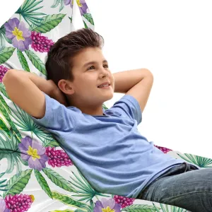 Ambesonne Watercolor Lounger Chair Bag, Refreshing Print of Tropical Flowers and Leaves, High Capacity Storage with Handle Container, Lounger Size, Multicolor