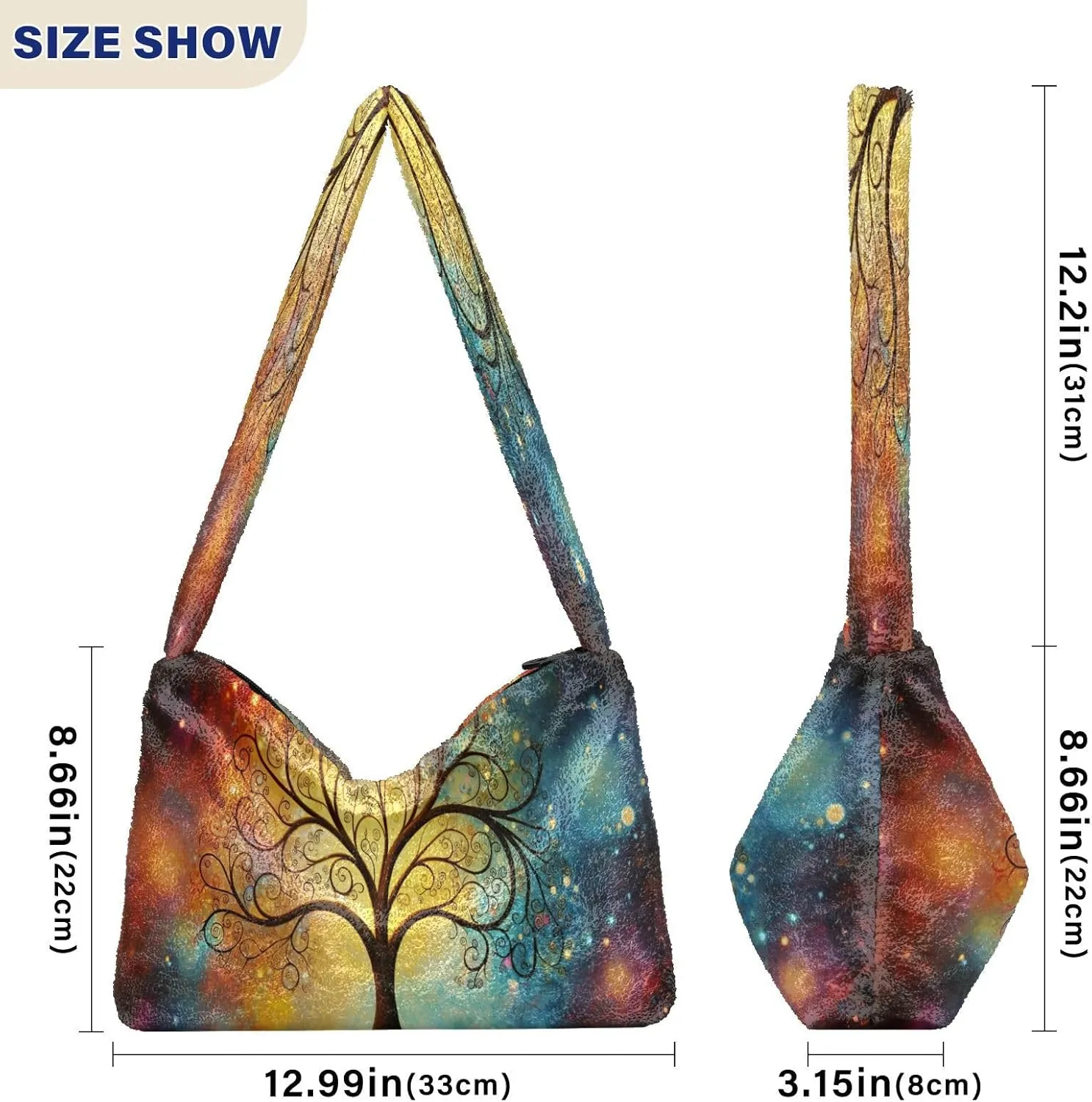 Art Gallery the Tree Womens Shoulder Handbags, Zipper Shoulder Bag, Bags for Women Handbag