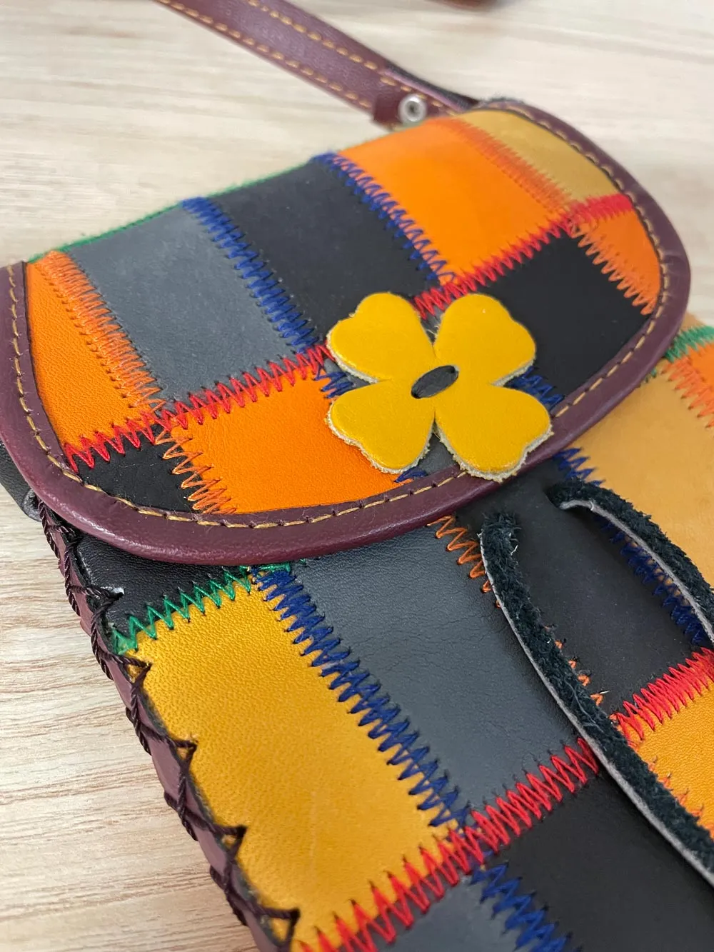 artsy patchwork leather mini bag