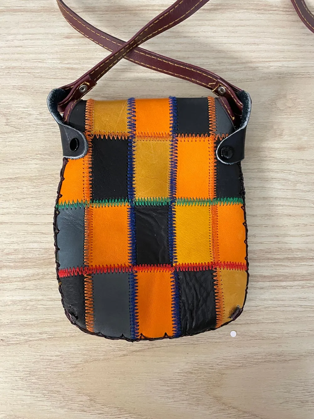 artsy patchwork leather mini bag