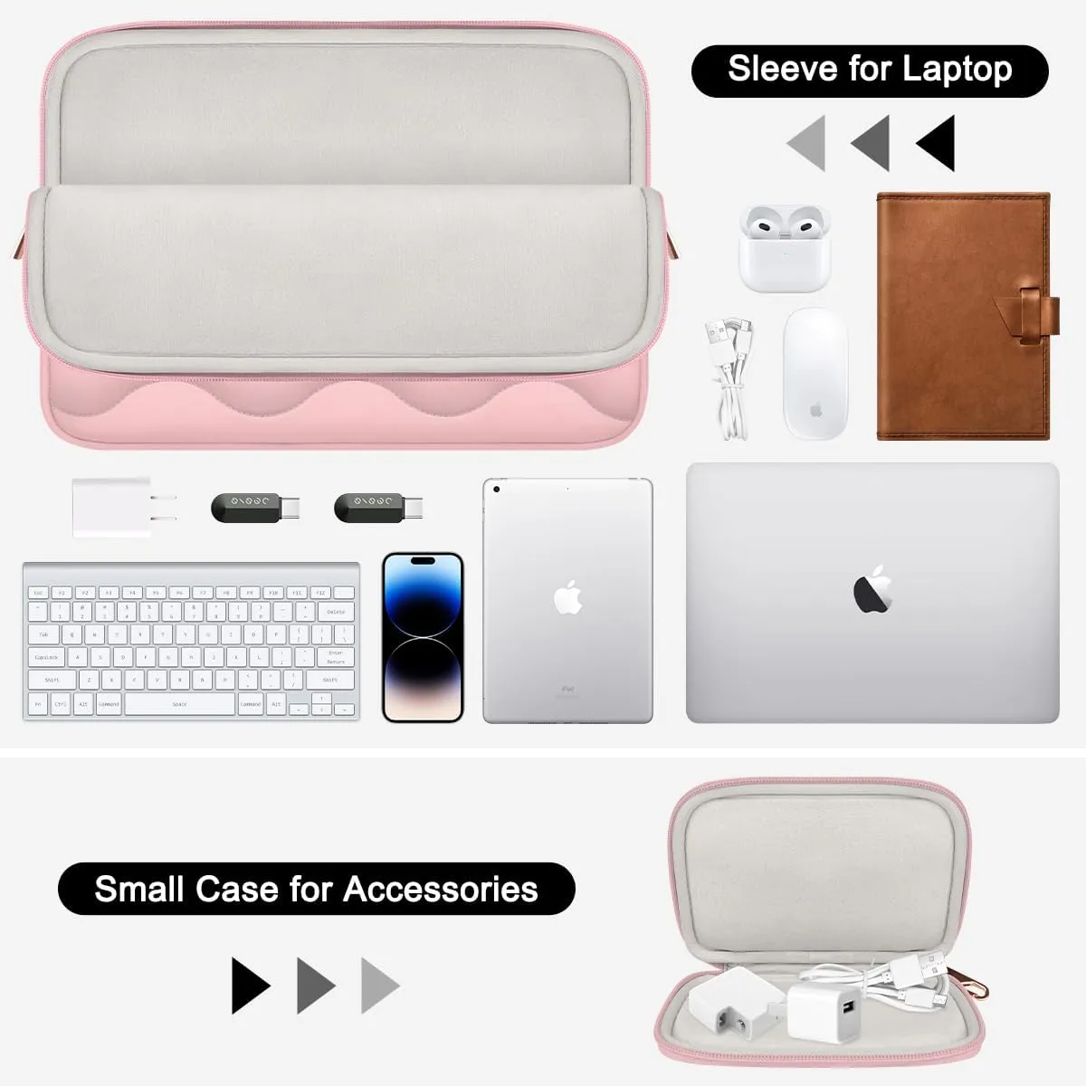 ARVOK Puffy Laptop Sleeve 13-14 inch for MacBook Air 13 inch/Pro 14 inch, Laptop Case Notebook Computer/Tablet Pouch Cover for HP/Dell/Asus/Acer/Samsung, Extra Bag, Women, Cute Carrying Case