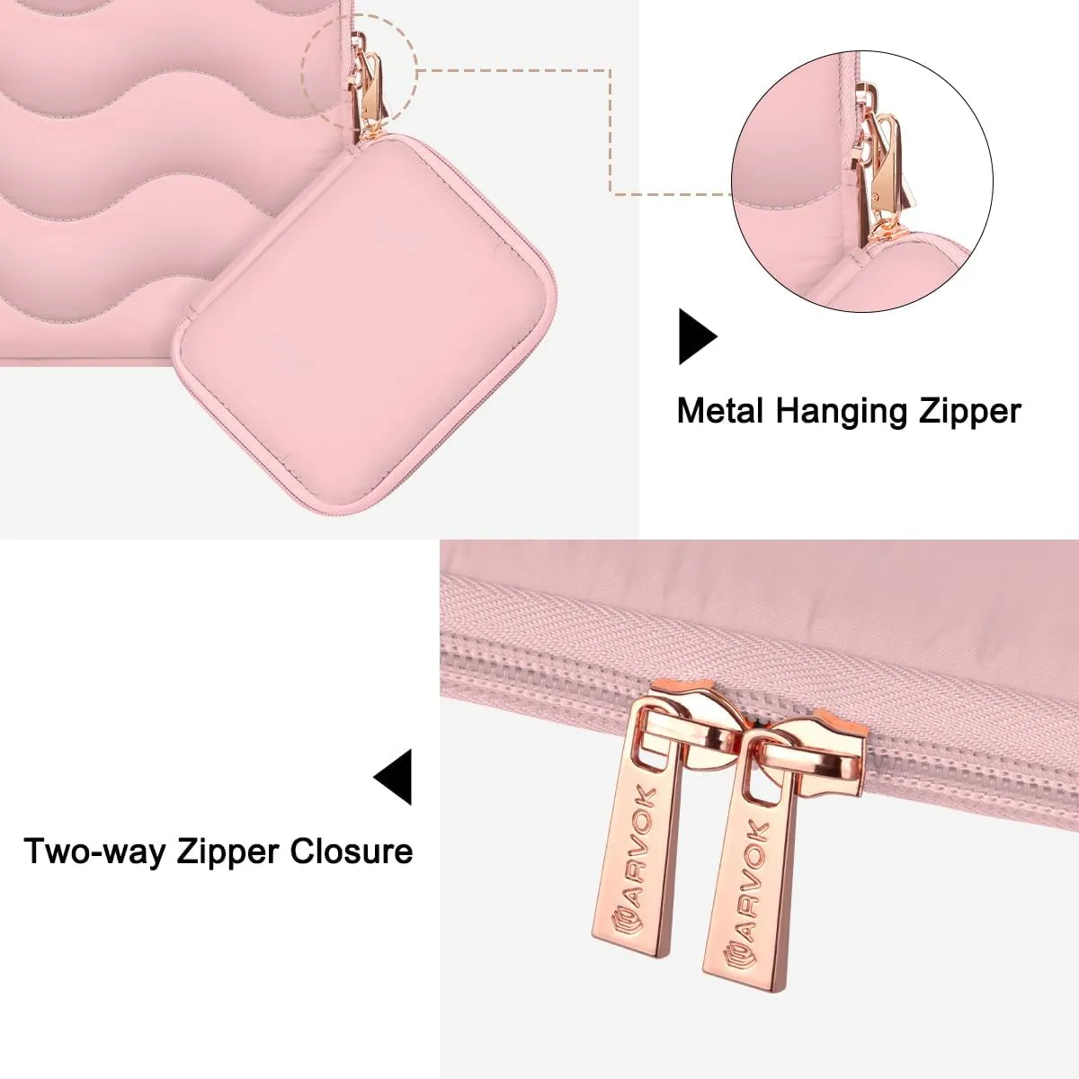 ARVOK Puffy Laptop Sleeve 13-14 inch for MacBook Air 13 inch/Pro 14 inch, Laptop Case Notebook Computer/Tablet Pouch Cover for HP/Dell/Asus/Acer/Samsung, Extra Bag, Women, Cute Carrying Case
