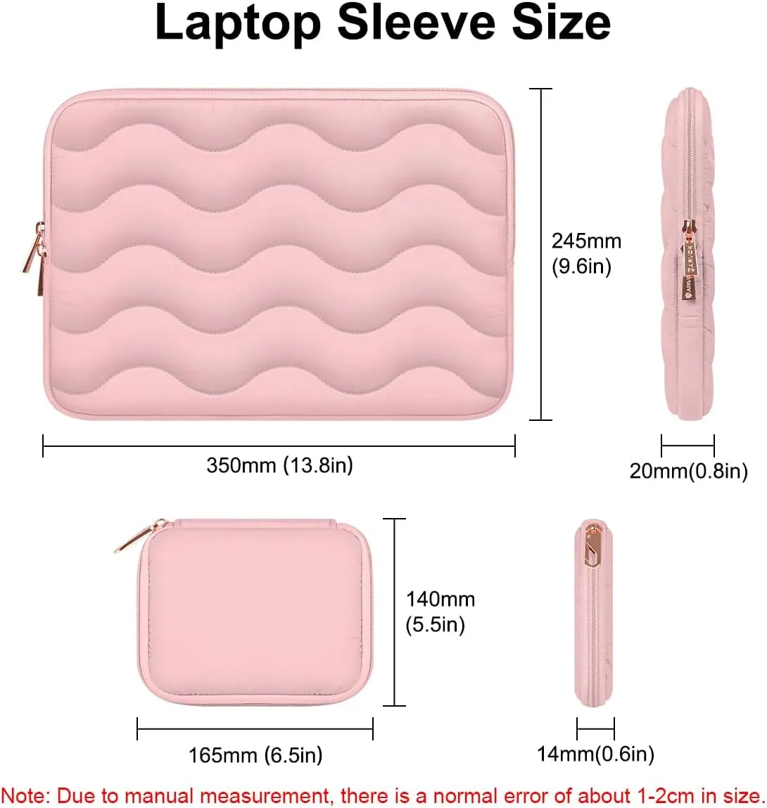 ARVOK Puffy Laptop Sleeve 13-14 inch for MacBook Air 13 inch/Pro 14 inch, Laptop Case Notebook Computer/Tablet Pouch Cover for HP/Dell/Asus/Acer/Samsung, Extra Bag, Women, Cute Carrying Case