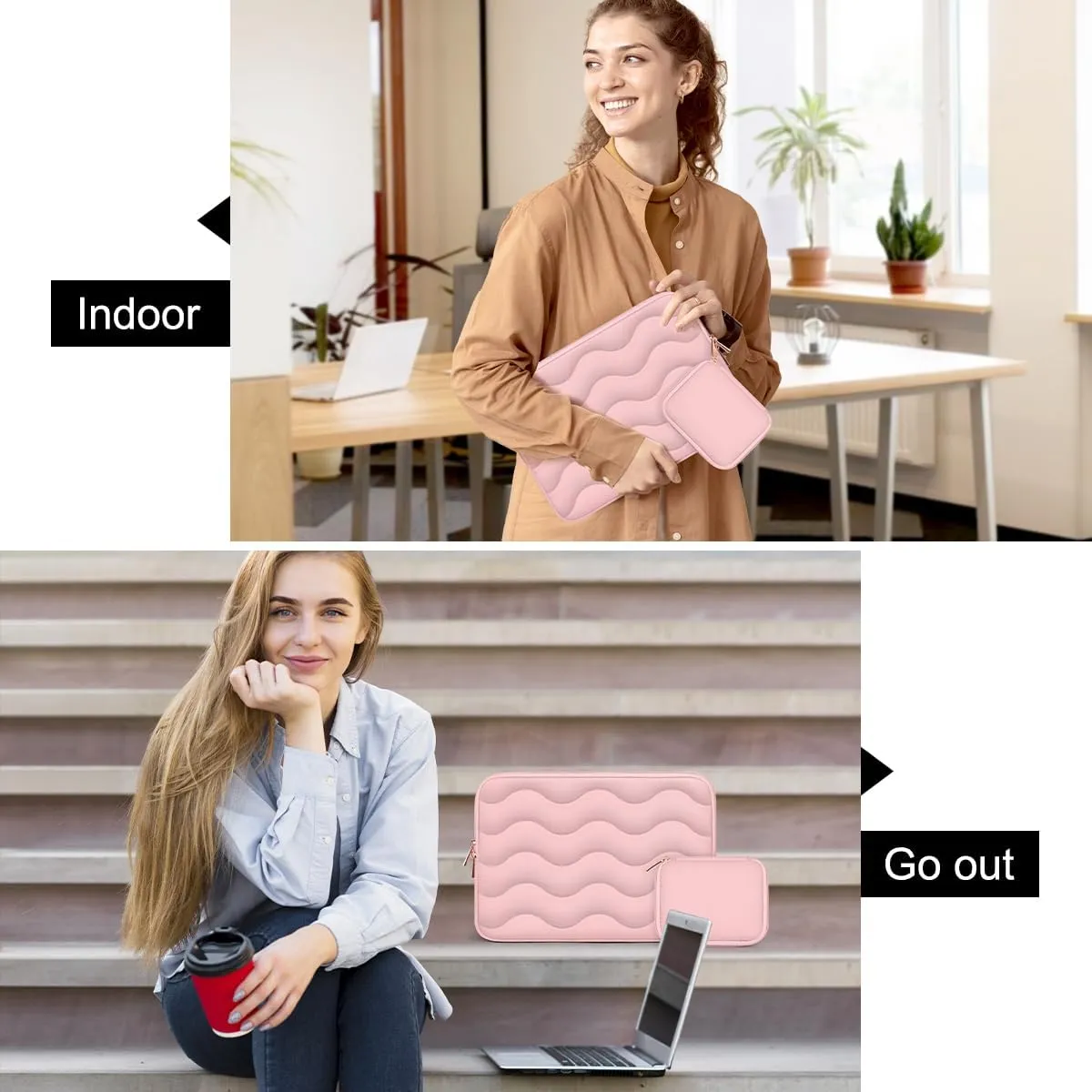 ARVOK Puffy Laptop Sleeve 13-14 inch for MacBook Air 13 inch/Pro 14 inch, Laptop Case Notebook Computer/Tablet Pouch Cover for HP/Dell/Asus/Acer/Samsung, Extra Bag, Women, Cute Carrying Case