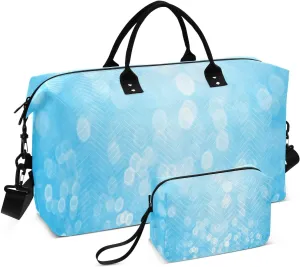Aslsiy Travel Duffel Bags for Women Twinkle Blue Glitters Texture Weekender Bags Sparkly Sports Duffel Bags Gym Bag with Toiletry Bag Carry on Overnight Bag