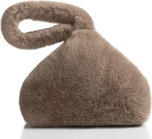 BABEYOND Faux Fur Purse for Women - Fluffy Furry Fuzzy Wristlet Clutch Purse Bags Soft Triangle Handbag for Wedding Party