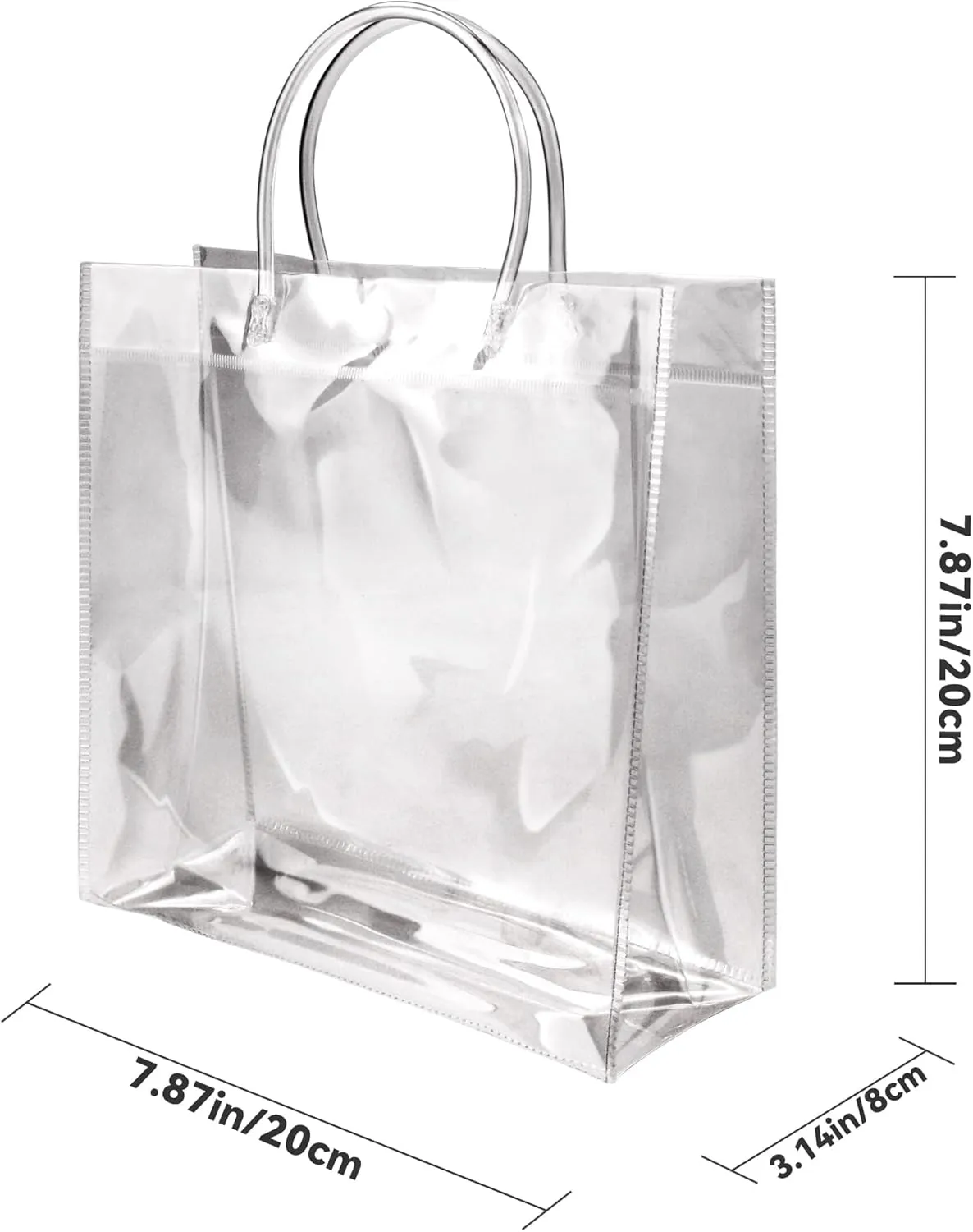 BadenBach 16 PCS Clear Gift Bags with Handle,7.87" x 7.87" x 3.15",Transparent Plastic Gift Wrap Bag Bulk Reusable Clear Party Favor Goodie Bags for Boutique Wedding Birthday Baby Shower Mother's Day