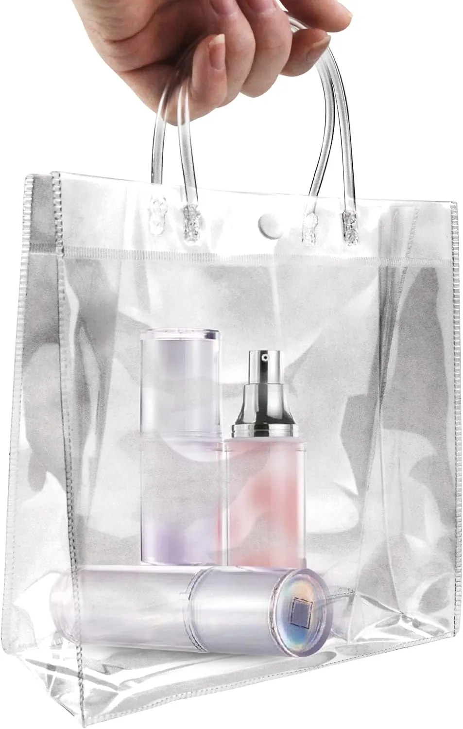 BadenBach 16 PCS Clear Gift Bags with Handle,7.87" x 7.87" x 3.15",Transparent Plastic Gift Wrap Bag Bulk Reusable Clear Party Favor Goodie Bags for Boutique Wedding Birthday Baby Shower Mother's Day