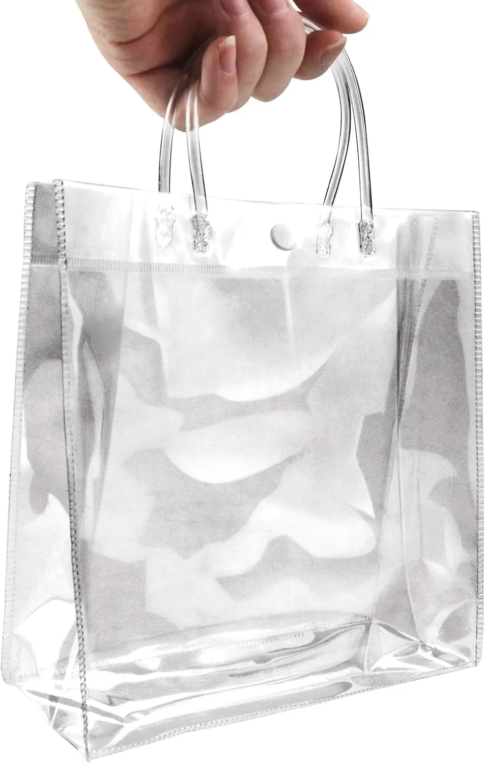 BadenBach 16 PCS Clear Gift Bags with Handle,7.87" x 7.87" x 3.15",Transparent Plastic Gift Wrap Bag Bulk Reusable Clear Party Favor Goodie Bags for Boutique Wedding Birthday Baby Shower Mother's Day